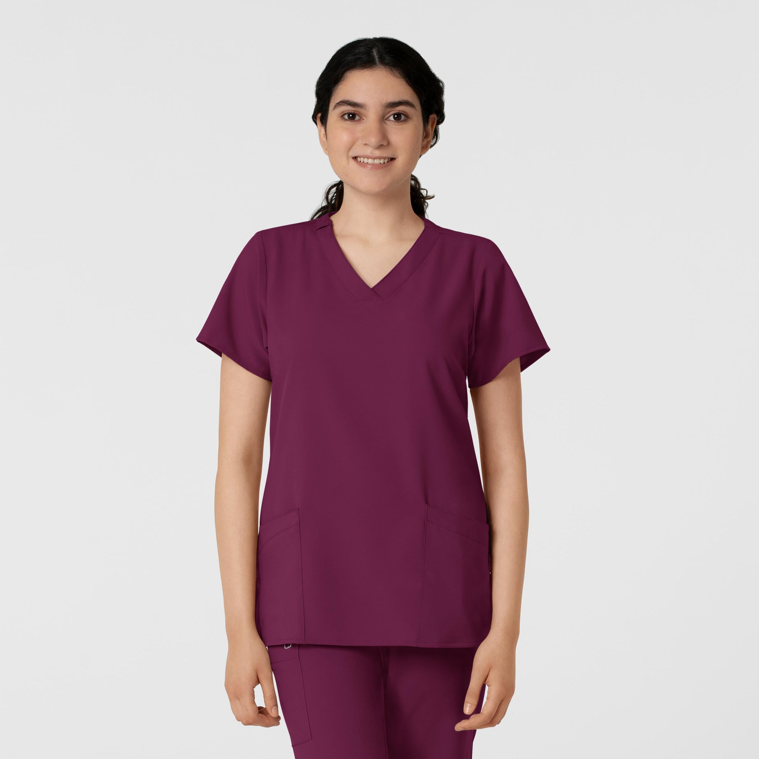 W123 by WonderWink Women s Classic V Neck Solid Scrub Top 6255